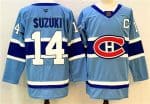 Montreal Canadiens #14 Nick Suzuki Blue 2023-24 Reverse Retro Stitched Jersey