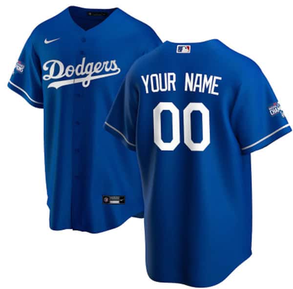 Los Angeles Dodgers Customized Custom Royal 2020 World Series Champions Home Patch Jersey