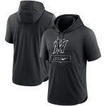 Miami Marlins Black Short Sleeve Pullover Hoodie