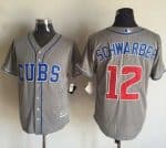 Cubs #12 Kyle Schwarber Grey New Cool Base Stitched Jersey