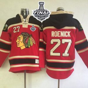 Blackhawks #27 Jeremy Roenick Red Sawyer Hooded Sweatshirt 2015 Stanley Cup Stitched Jersey