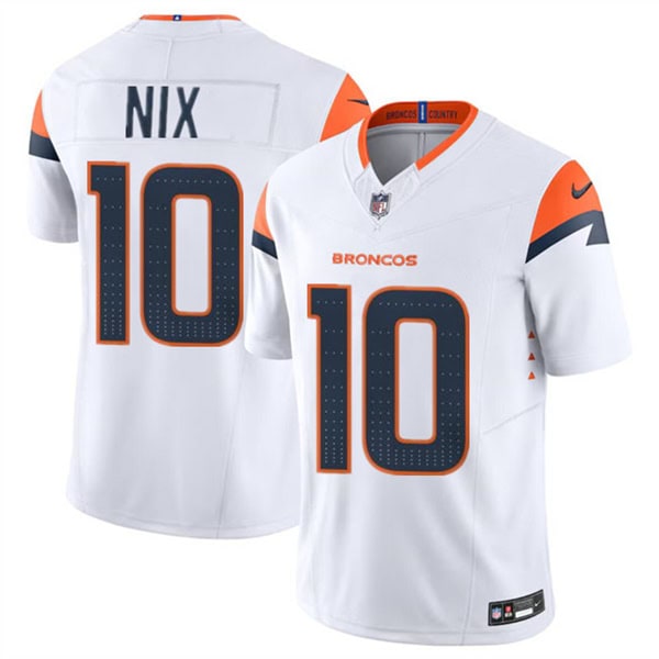 Denver Broncos #10 Bo Nix White 2024 Draft F.U.S.E. Vapor Limited Stitched Jersey