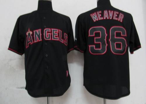 Angels Of Anaheim #36 Jered Weaver Black Fashion Stitched Jersey