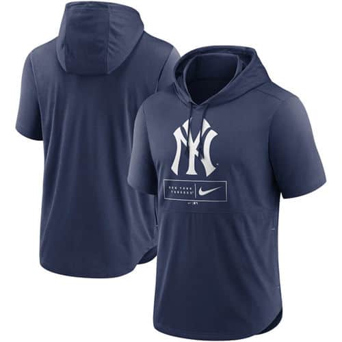 New York Yankees Navy Short Sleeve Pullover Hoodie