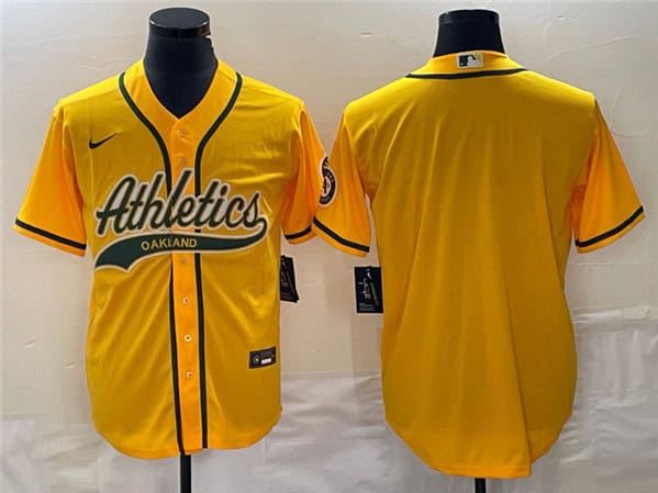 Oakland Athletics Blank Yellow Cool Base Stitched Jersey