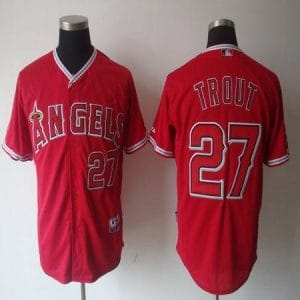 Angels Of Anaheim #27 Mike Trout Red Cool Base Stitched Jersey