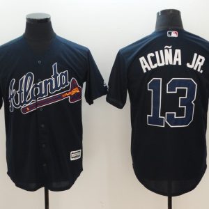 Atlanta Braves #13 Ronald Acuna Jr Navy Flexbase Stitched Jersey