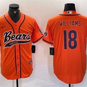 Chicago Bears #18 Caleb Williams Orange With Patch Cool Base Stitched Jersey