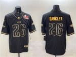 Philadelphia Eagles #26 Saquon Barkley Black Gold 2025 Super Bowl LIX Patch Salute To Service Vapor Untouchable Limited Stitched Jersey