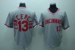 Mitchell And Ness Reds #13 Dave Concepcion Stitched Grey Throwback Jersey