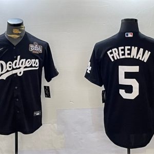 Los Angeles Dodgers #5 Freddie Freeman Black 2024 World Series Cool Base Stitched Jersey