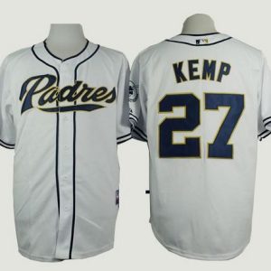 Padres #27 Matt Kemp White Cool Base Stitched Jersey