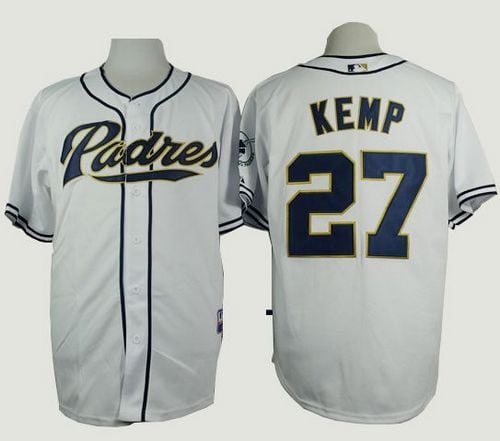 Padres #27 Matt Kemp White Cool Base Stitched Jersey