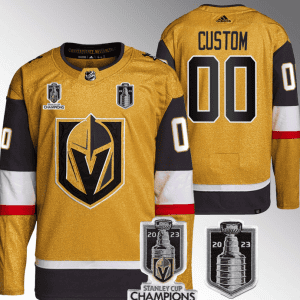 Vegas Golden Knights Custom Gold 2023 Stanley Cup Final And Champions Patch Stitched Jersey