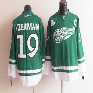 Red Wings St Patty's Day #19 Steve Yzerman Green Stitched Jersey
