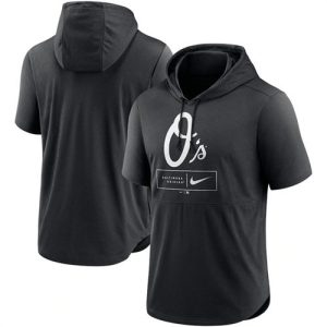 Baltimore Orioles Black Short Sleeve Pullover Hoodie
