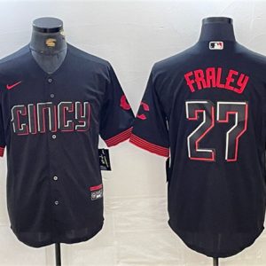 Cincinnati Reds #27 Jake Fraley Black 2023 City Connect Cool Base Stitched Jersey