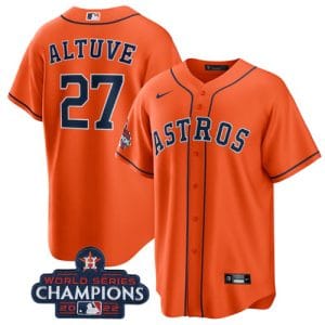 Houston Astros #27 Jose Altuve Orange 2022 World Series Champions Home Stitched Baseball Jersey