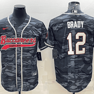 Tampa Bay Buccaneers #12 Tom Brady Grey Camo With Patch Cool Base Stitched Baseball Jersey
