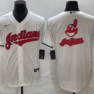 Cleveland Guardians White Team Big Logo Cool Base Stitched Jersey