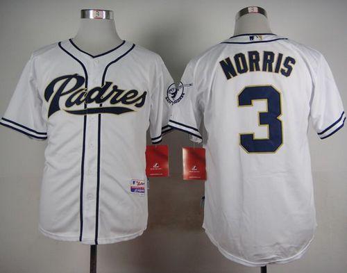 Padres #3 Derek Norris White Cool Base Stitched Jersey
