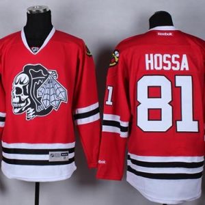 Blackhawks #81 Marian Hossa Red(White Skull) Stitched Jersey