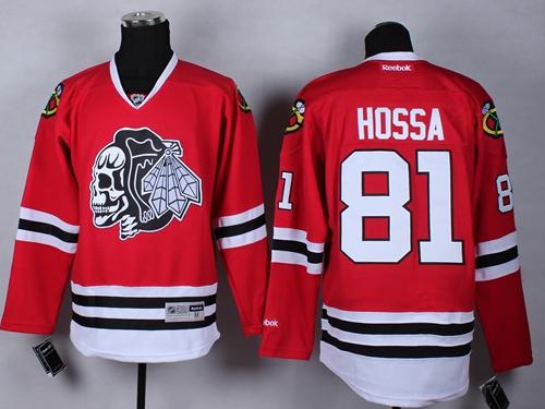Blackhawks #81 Marian Hossa Red(White Skull) Stitched Jersey