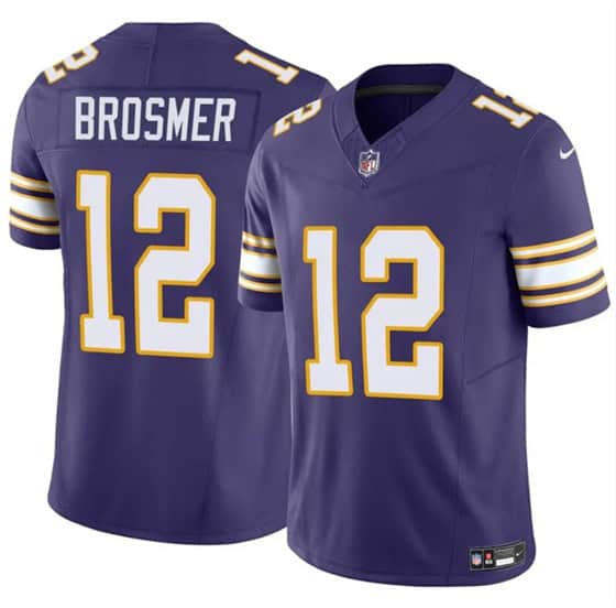 Minnesota Vikings #12 Max Brosmer Purple 2025 F.U.S.E. Throwback Vapor Untouchable Limited Football Stitched Jersey