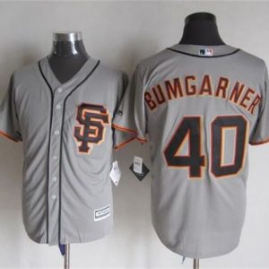 Giants #40 Madison Bumgarner Grey Road 2 New Cool Base Stitched Jersey