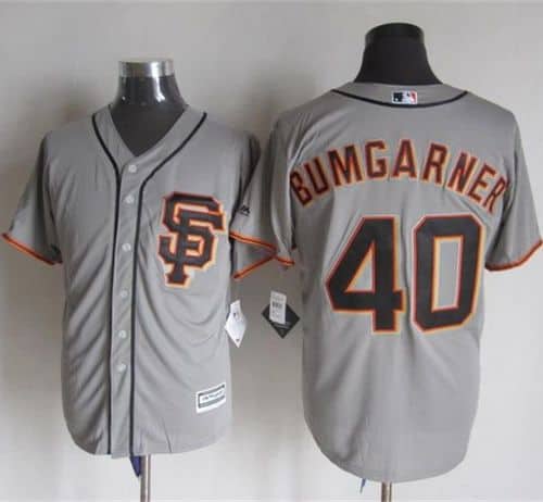 Giants #40 Madison Bumgarner Grey Road 2 New Cool Base Stitched Jersey