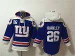 New York Giants #26 Devin Singletary Blue Ageless Must-Have Lace-Up Pullover Hoodie