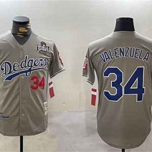 Los Angeles Dodgers #34 Toro Valenzuela Gray 2024 World Series 1981 Cooperstown Stitched Jersey