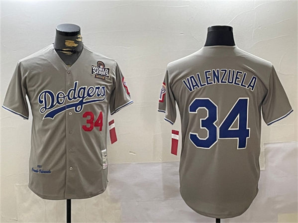 Los Angeles Dodgers #34 Toro Valenzuela Gray 2024 World Series 1981 Cooperstown Stitched Jersey