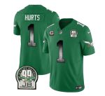 Philadelphia Eagles #1 Jalen Hurts Green 2023 F.U.S.E. With 3-Star C Patch Throwback Vapor Untouchable Limited Stitched Jersey