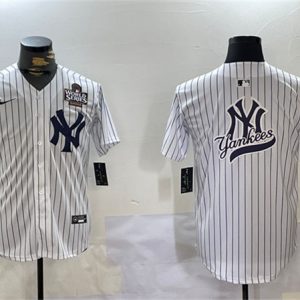 New York Yankees White Team Big Logo 2024 World Series Home Limited Stitched Jersey