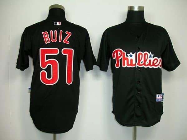 Phillies #51 Carlos Ruiz Black Stitched Jersey