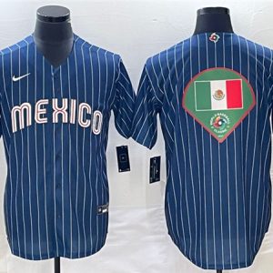 Mexico Navy Team Big Logo World Classic Stitched Jersey 003