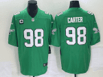 Philadelphia Eagles #98 Jalen Carter Green Vapor Limited With C Patch Stitched Jersey