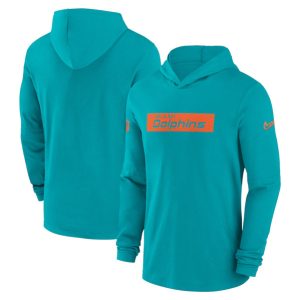 Miami Dolphins Aqua Sideline Performance Hoodie