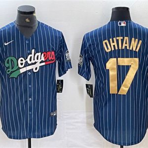 Los Angeles Dodgers #17 Shohei Ohtani Blue Gold Cool Base Stitched Jersey