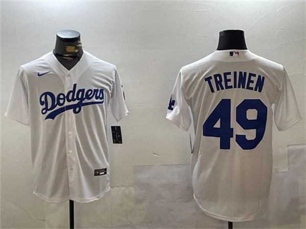 Los Angeles Dodgers #49 Blake Treinen White Cool Base Stitched Jersey