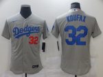 Los Angeles Dodgers #32 Sandy Koufax Grey Flex Base Sttiched Jersey