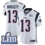 New England Patriots #13 Phillip Dorsett White Super Bowl LIII Vapor Untouchable Limited Stitched Jersey