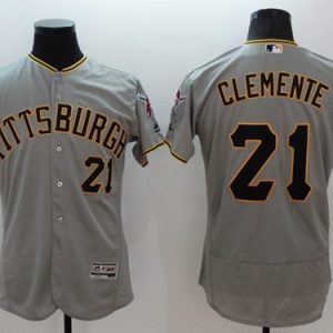 Pirates #21 Roberto Clemente Grey Flexbase Authentic Collection Stitched Jersey