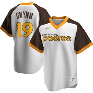San Diego Padres White Brown #19 Tony Gwynn Cool Base Stitched Jersey