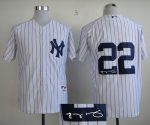 Yankees #22 Jacoby Ellsbury White Autographed Stitched Jersey