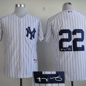 Yankees #22 Jacoby Ellsbury White Autographed Stitched Jersey