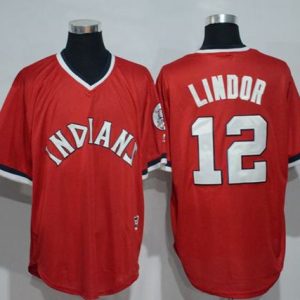 Indians #12 Francisco Lindor Red 1978 Turn Back The Clock Stitched Jersey