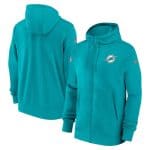 Miami Dolphins Aqua Sideline Club Performance Full-Zip Hoodie