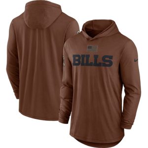 Buffalo Bills 2023 Brown Salute To Service Lightweight Long Sleeve Hoodie